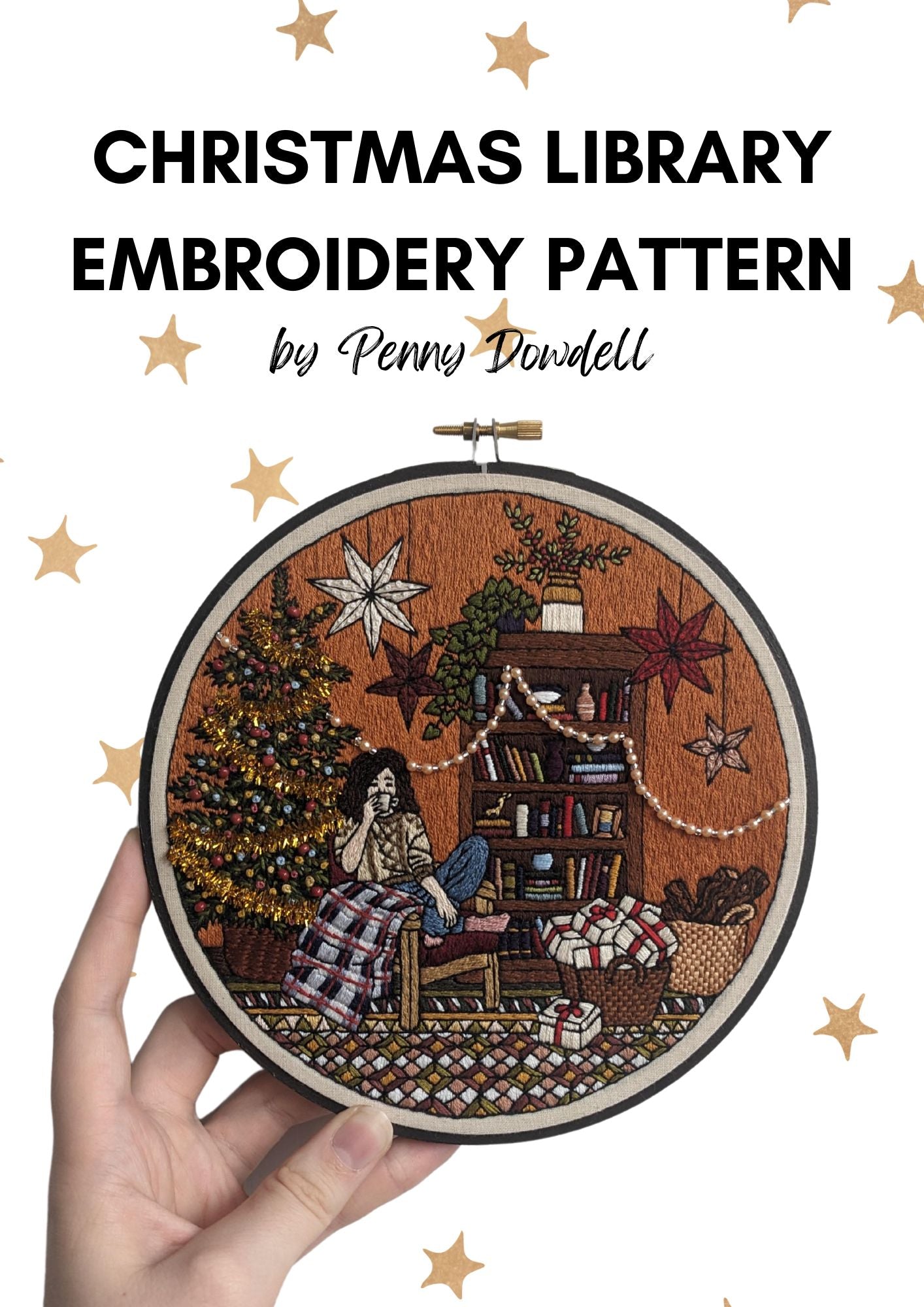 Christmas Library Embroidery PDF PATTERN DOWNLOAD