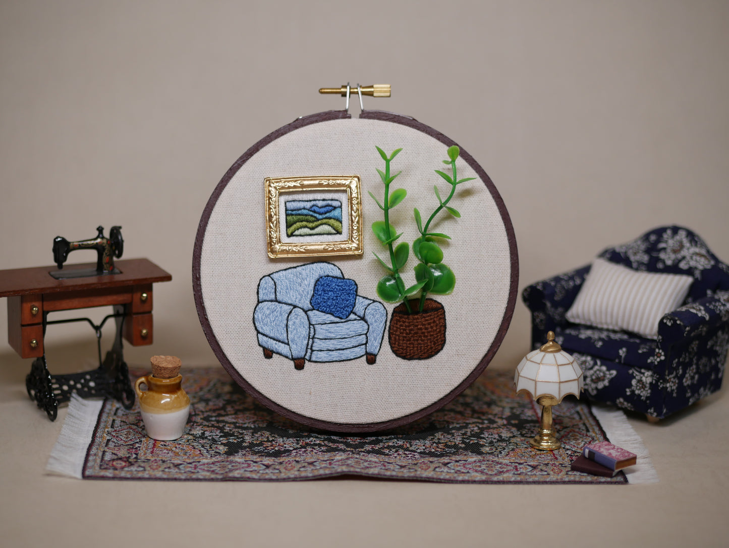 3D Living Room Finished Embroidery