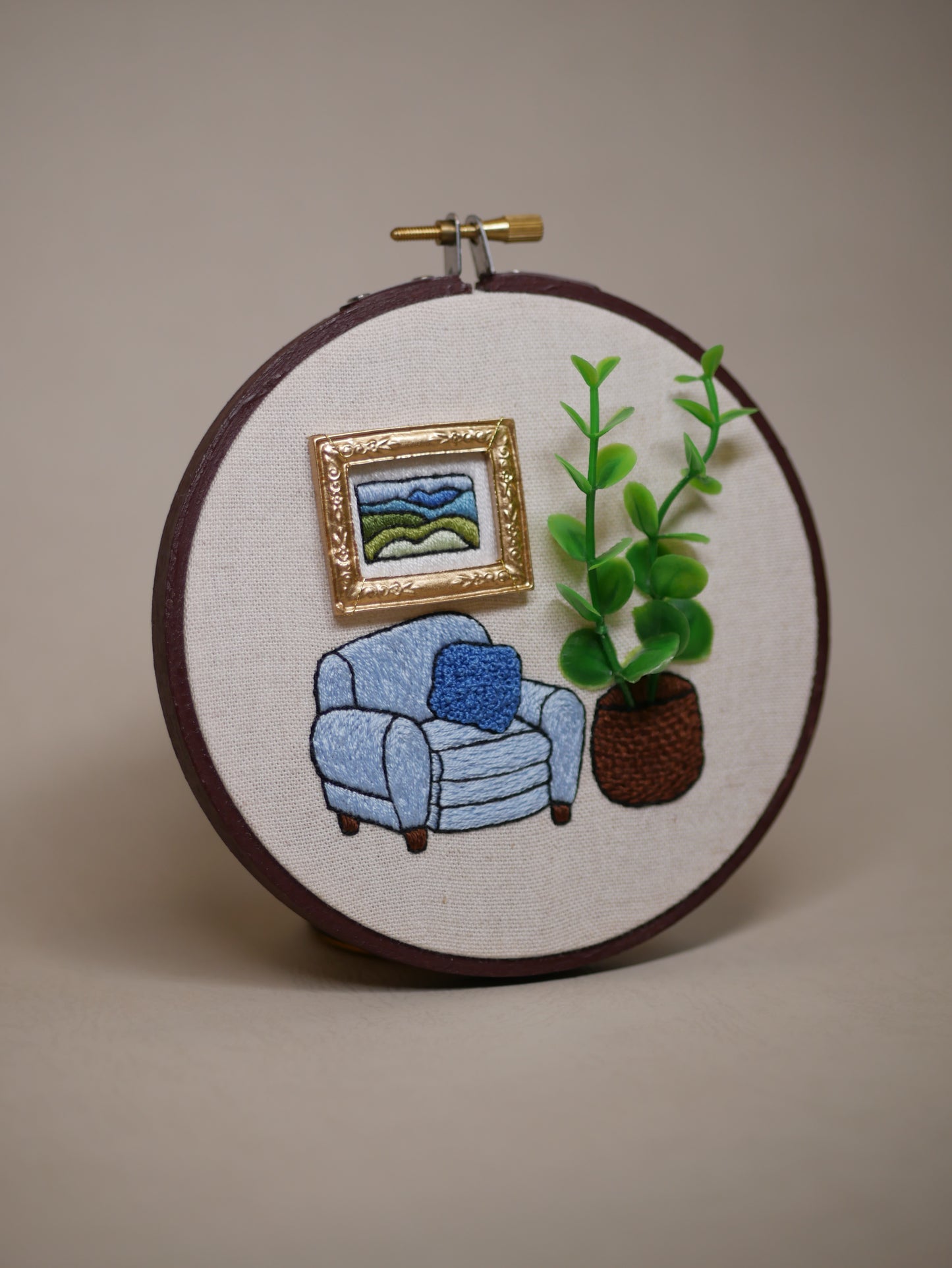 3D Living Room Finished Embroidery