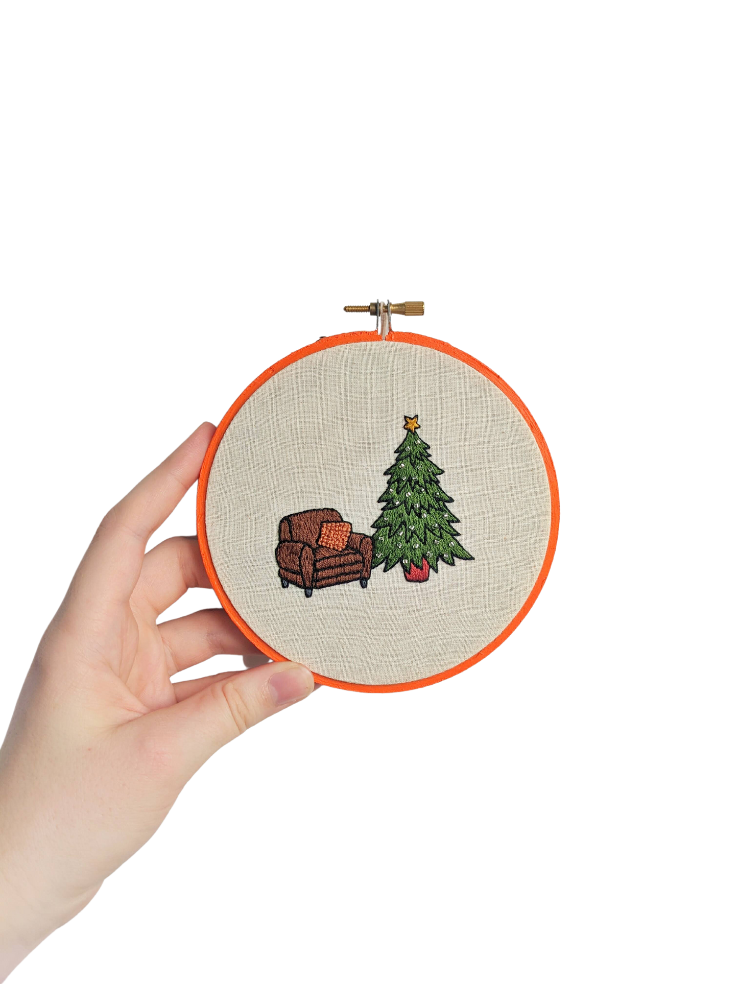 Armchair and Christmas Tree Finished Embroidery