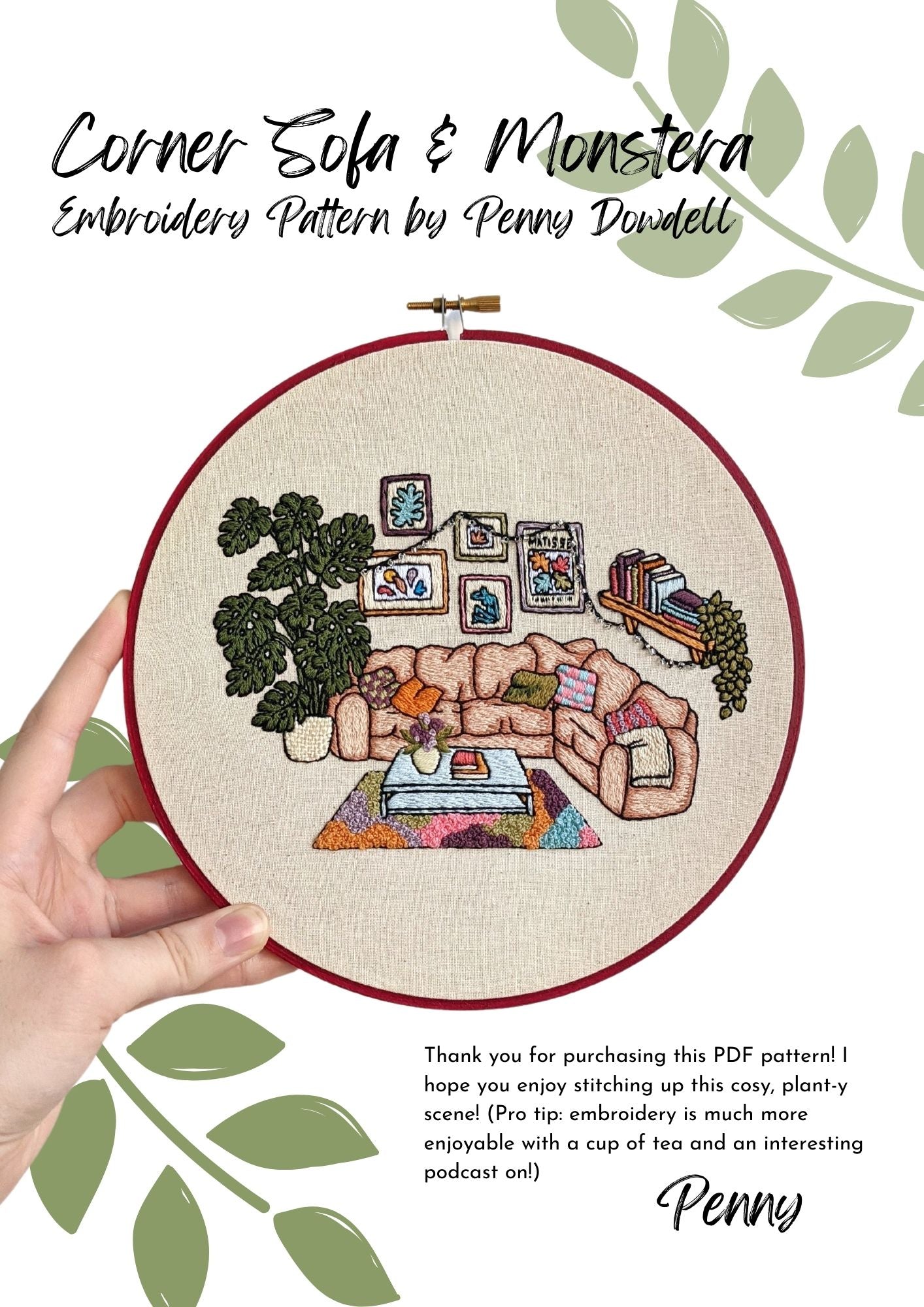 Corner Sofa & Monstera PDF PATTERN DOWNLOAD