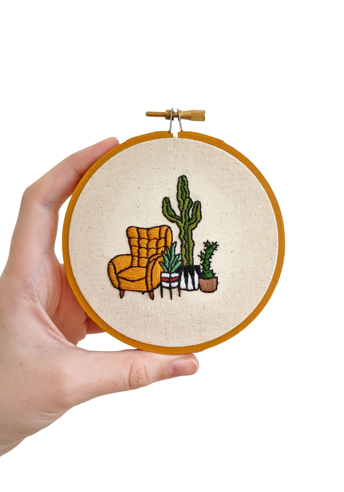 Armchair and Cacti Finished Embroidery