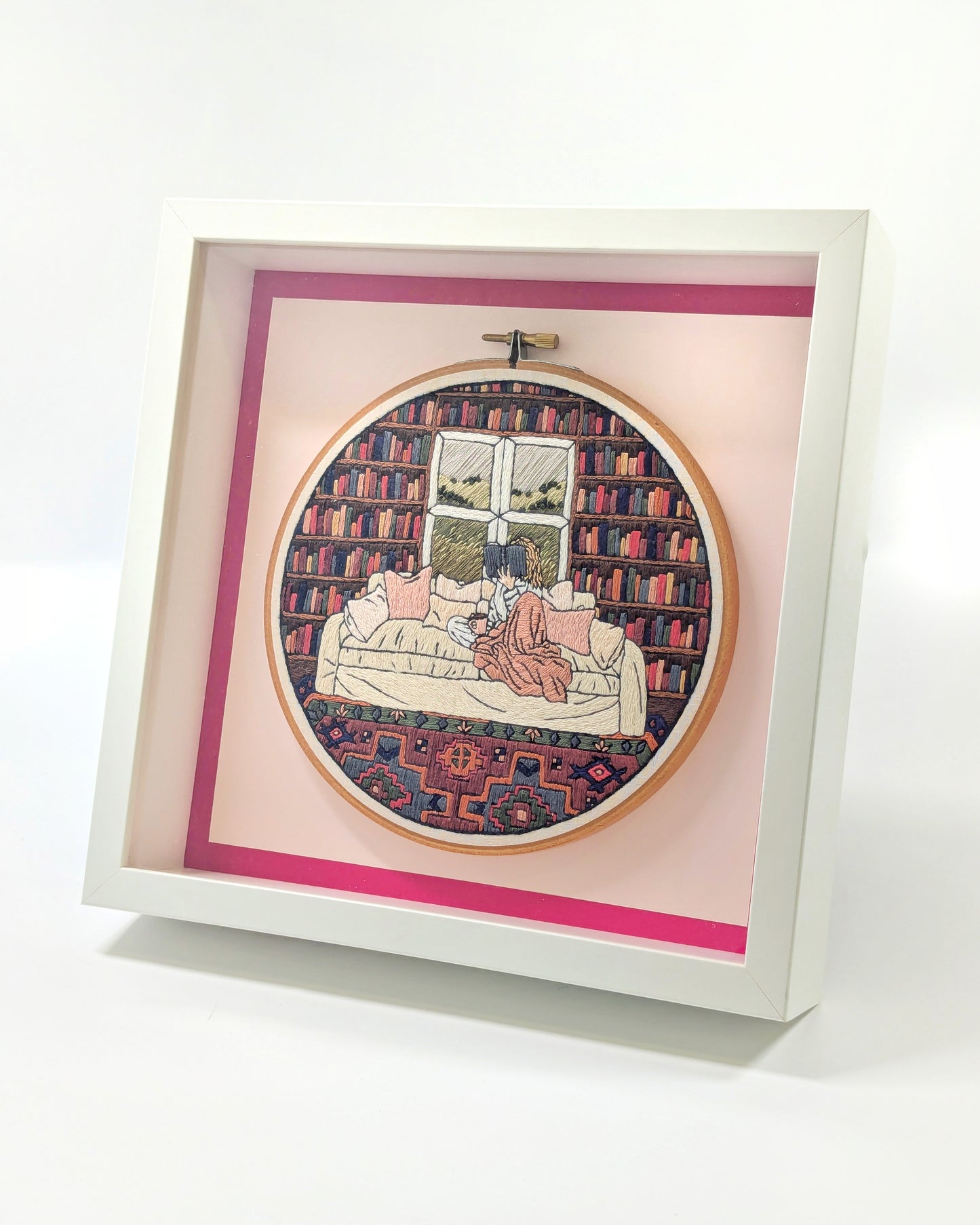 Reading on the Sofa, Library Background