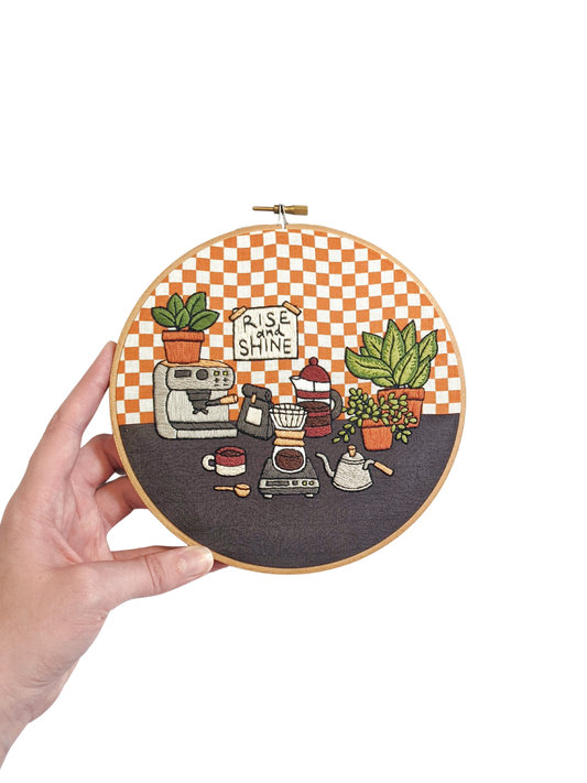 Coffee Corner Embroidery Kit 7"