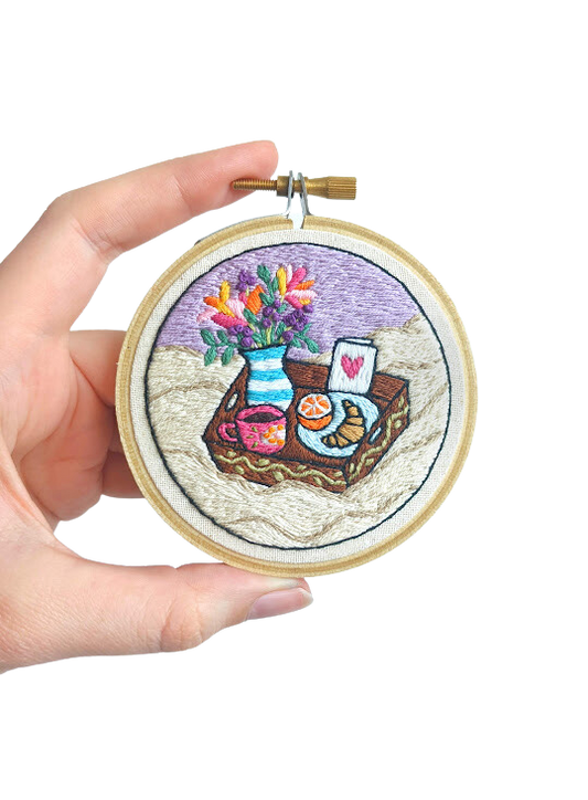 Breakfast in Bed Finished Embroidery