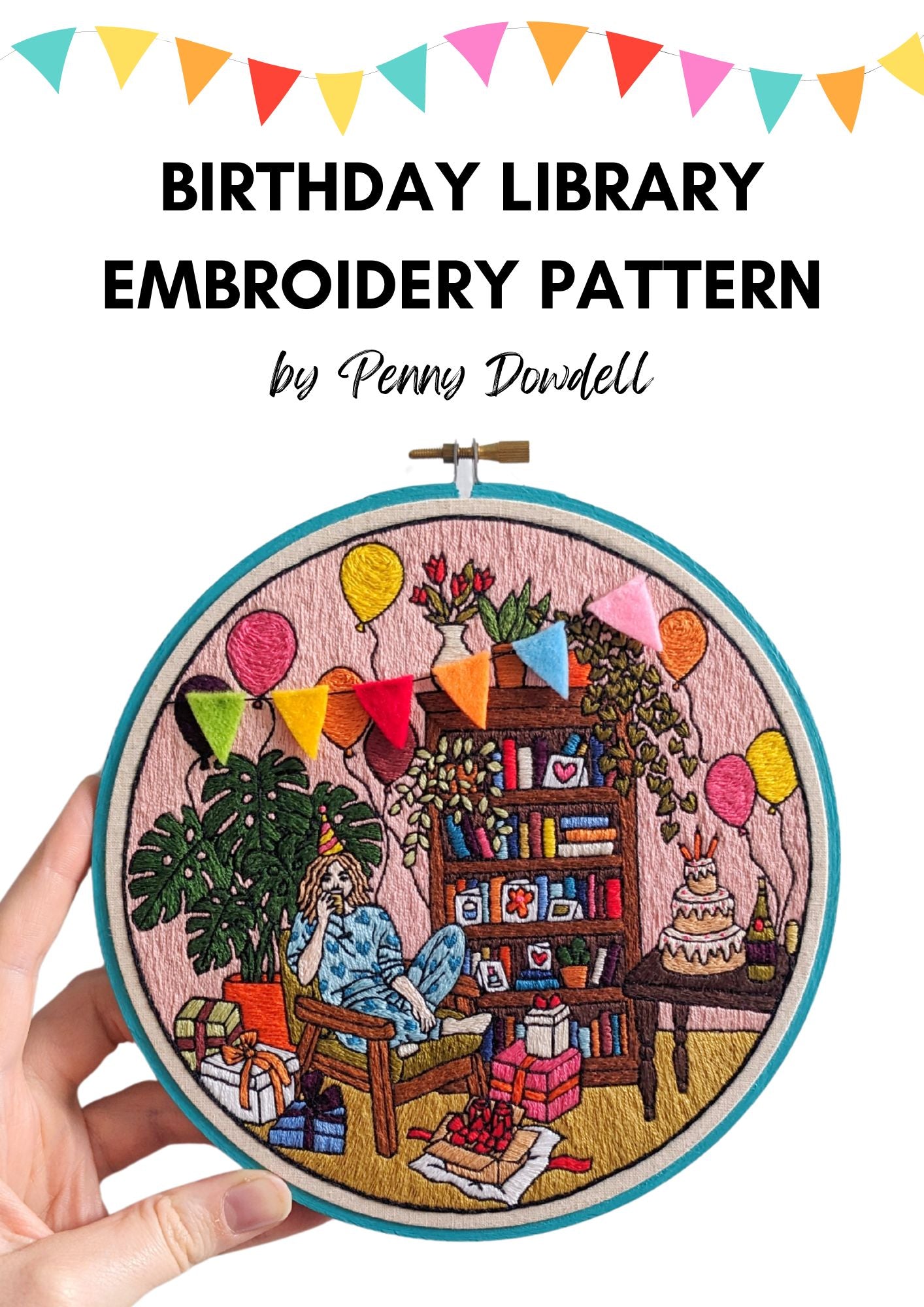 Birthday Library Embroidery PDF PATTERN DOWNLOAD