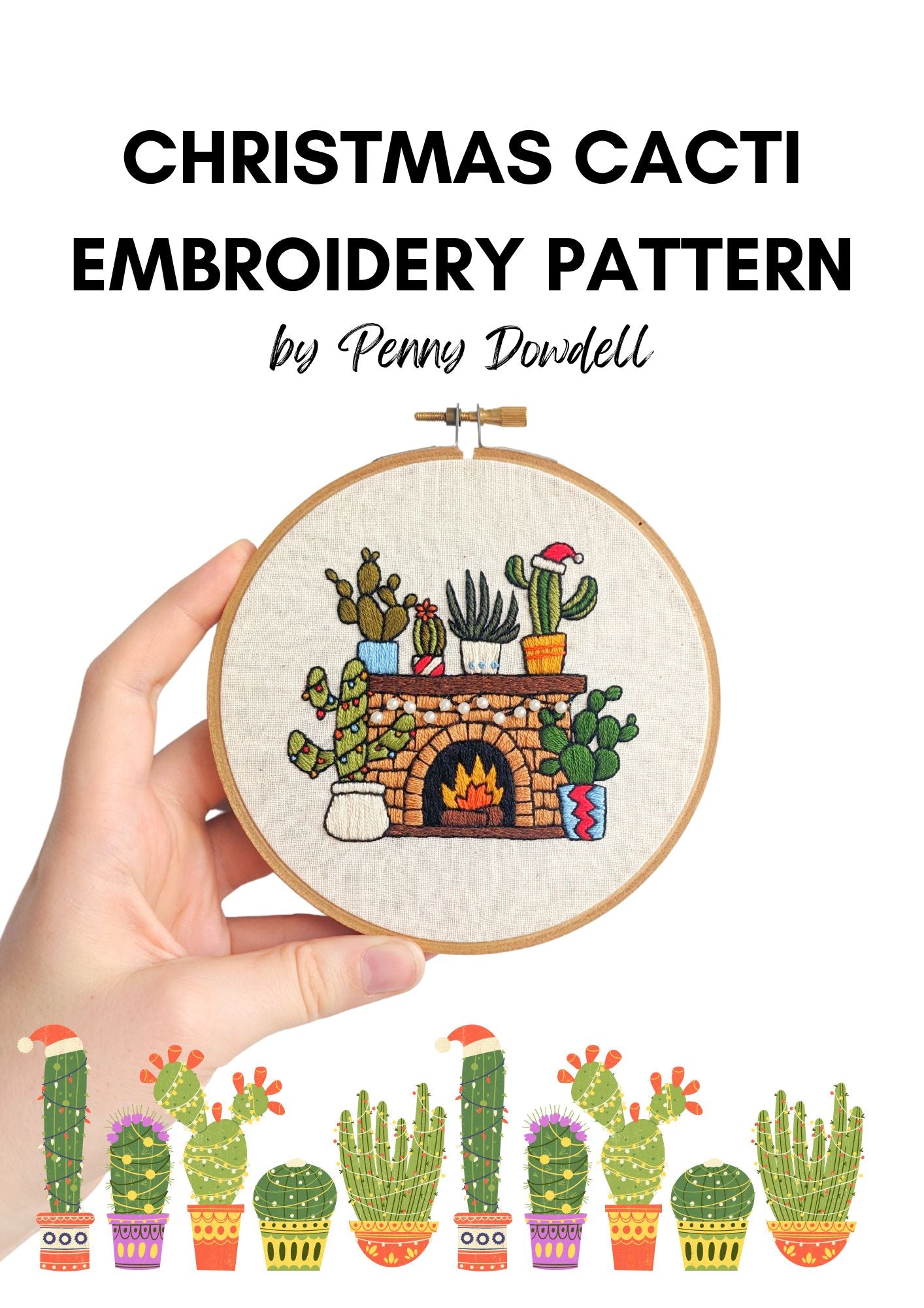 Christmas Cacti Embroidery PDF PATTERN DOWNLOAD
