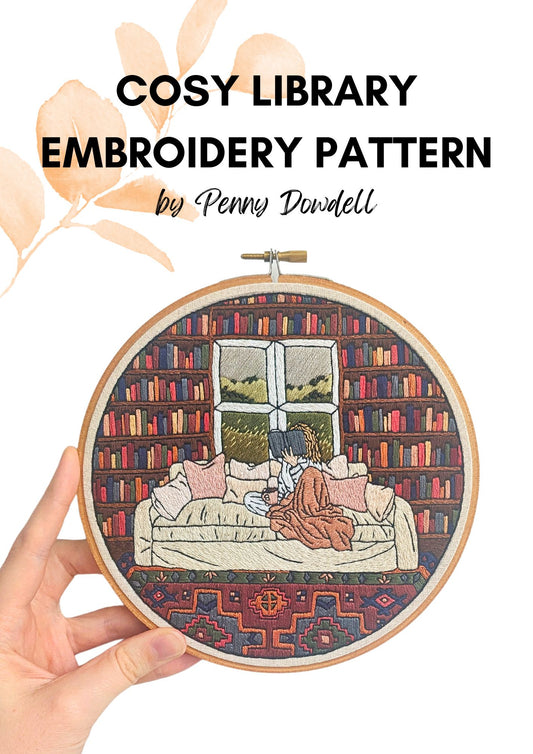 Cosy Library Embroidery PDF PATTERN DOWNLOAD