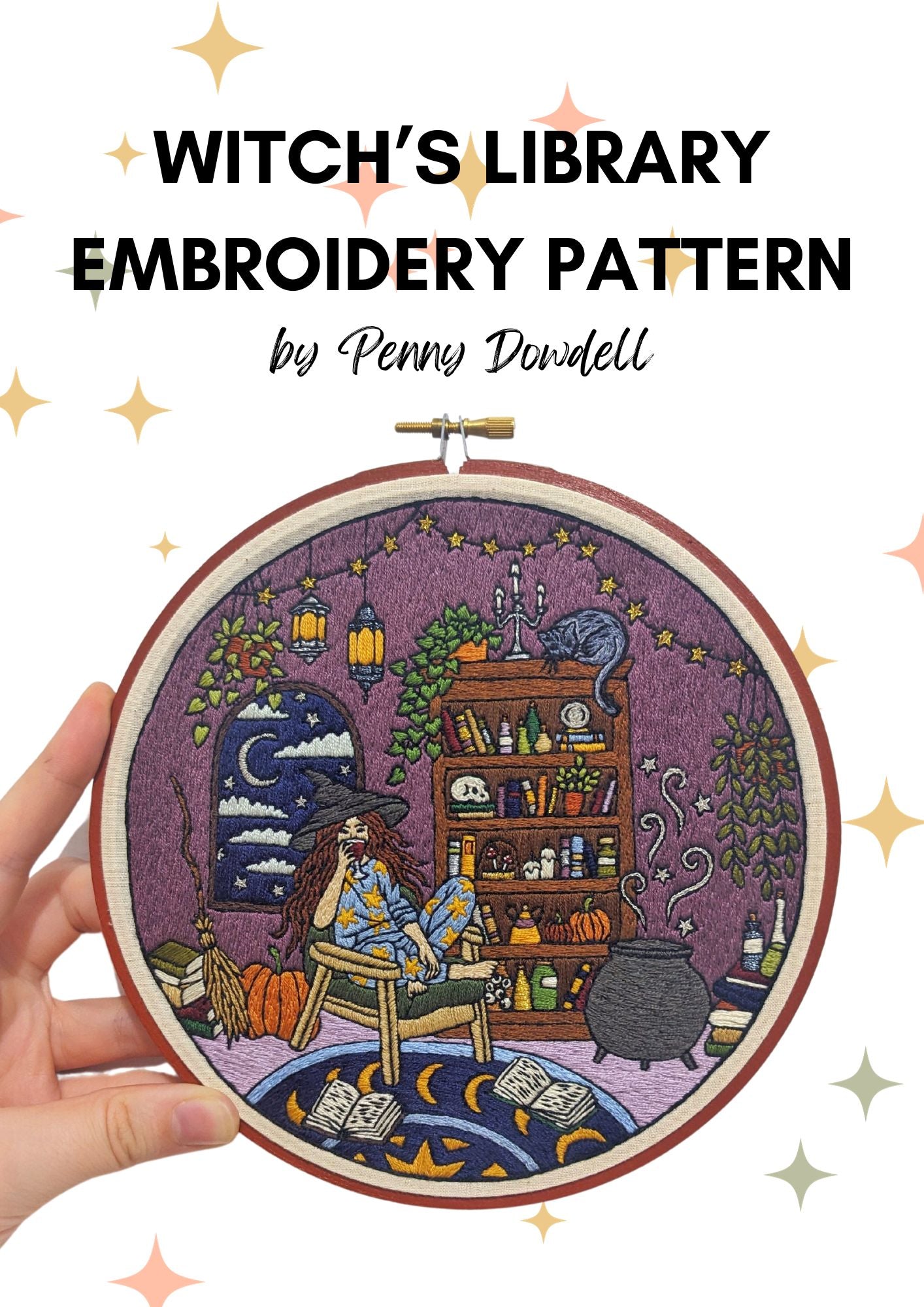 Witch's Library Embroidery PDF PATTERN DOWNLOAD
