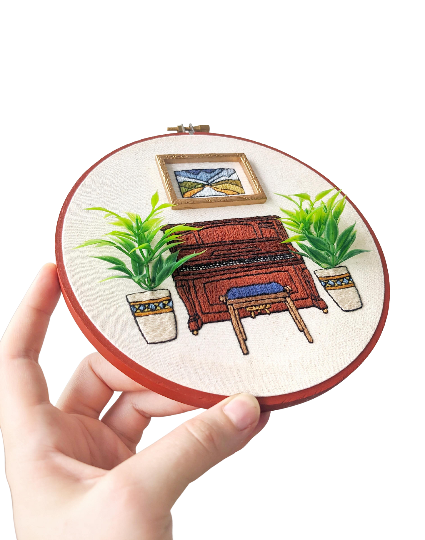 3D Piano Room Finished Embroidery