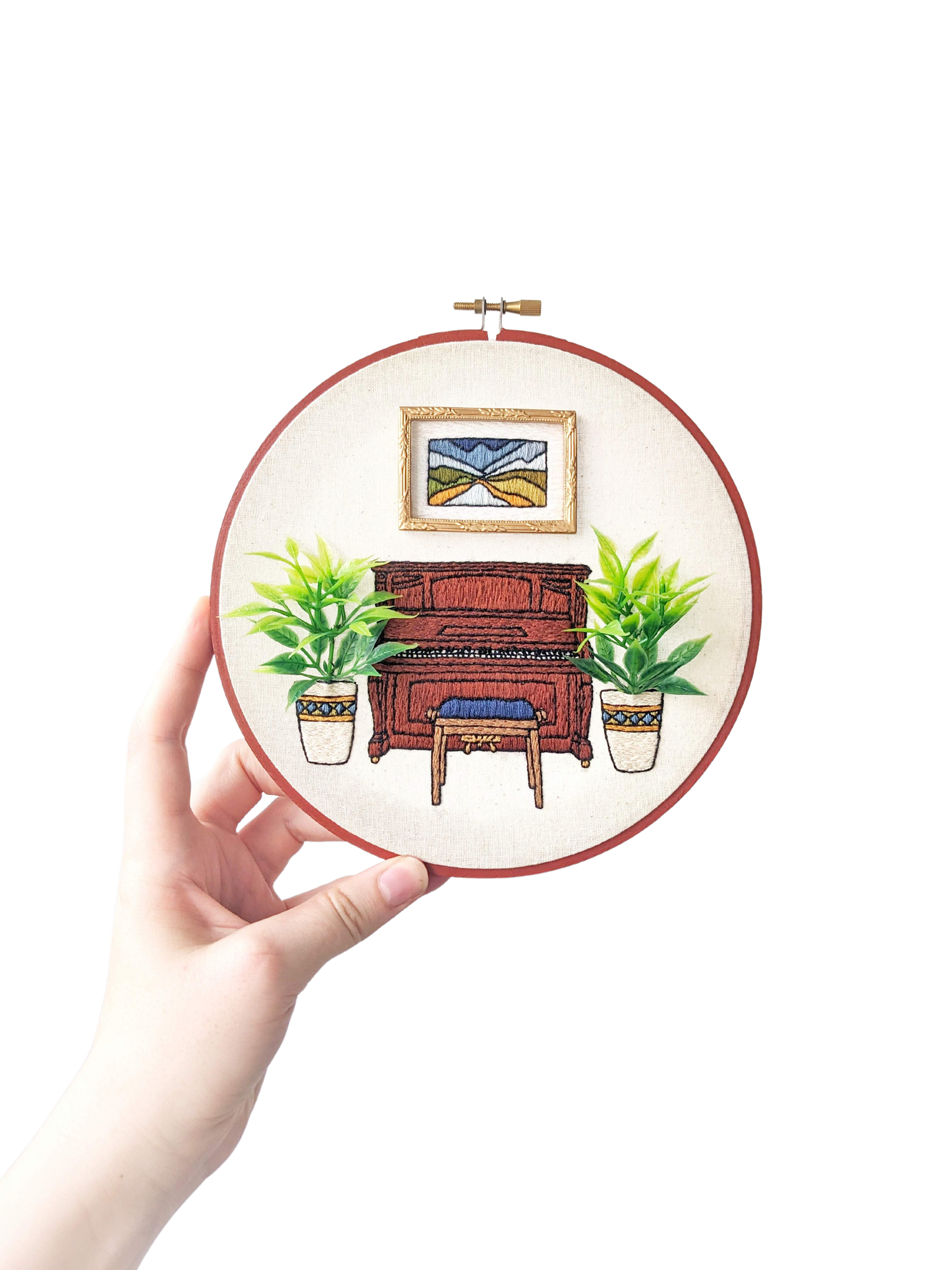 3D Piano Room Finished Embroidery