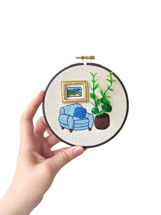 3D Living Room Finished Embroidery