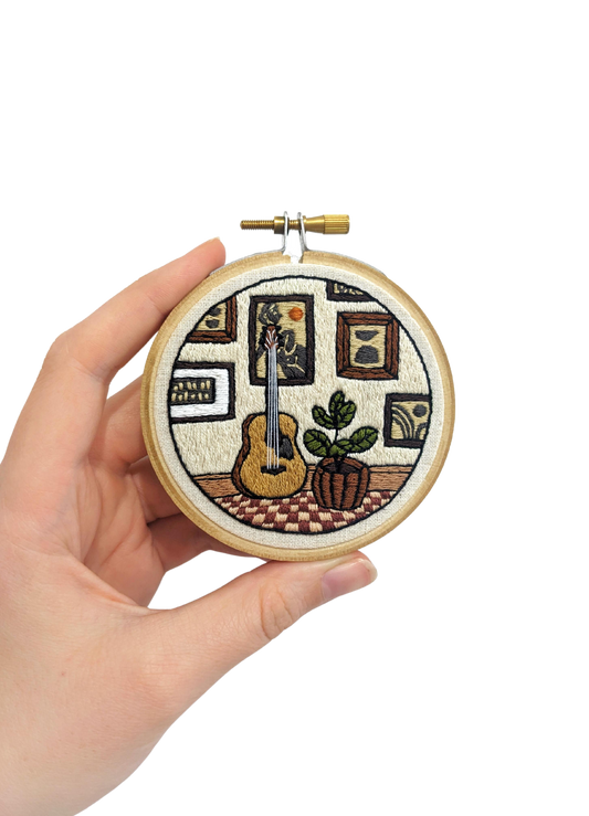 Guitar Room Finished Embroidery