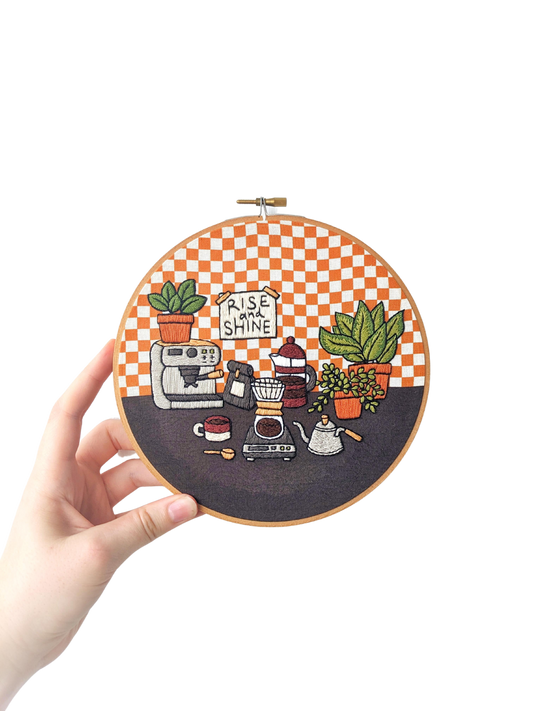 Coffee Corner Finished Embroidery