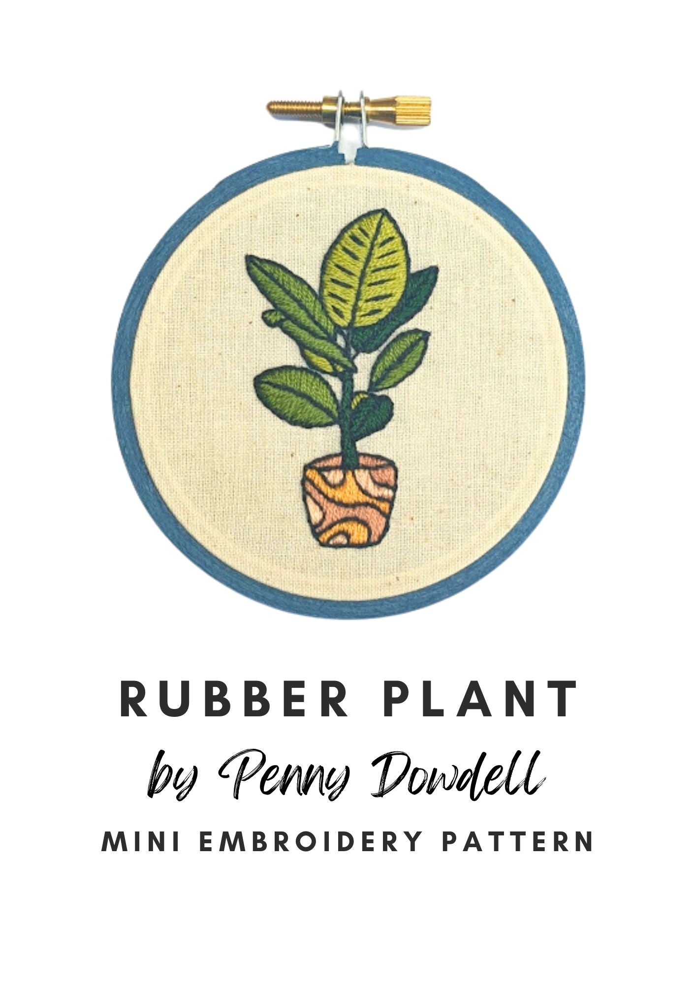Rubber Plant Mini Embroidery PDF Pattern