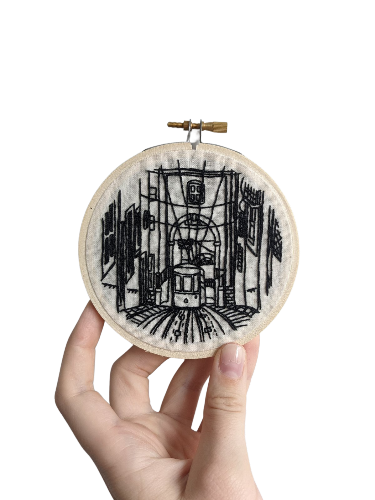 Lisbon Tram Travel Embroidery