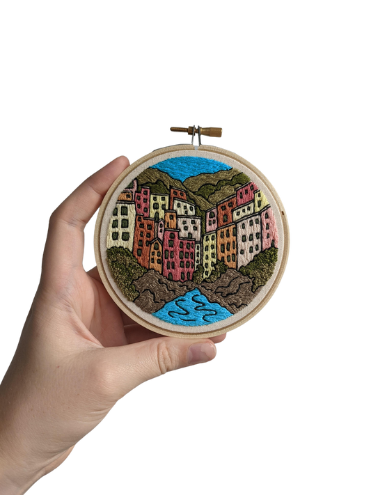 Cinque Terre Travel Embroidery
